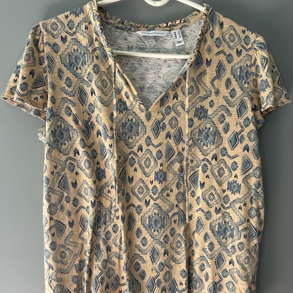 Denim & Co. Canyon and Retreat Printed Jersey Top Medium